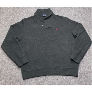 Polo Ralph Lauren Pullover Sweater Mens XL Gray Shawl Collar Big Pony Casual